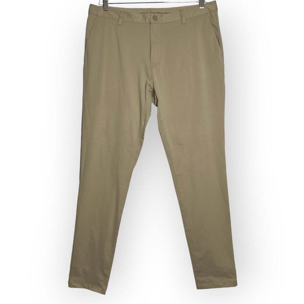 Rhone Commuter Slim Pant SIZE 38x32 Beige Performance Stretch Chino STAINS